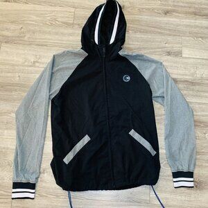 Billabong Jacket Mens‎ Large Black Grey Hooded Stretch Full Zip Platinum X